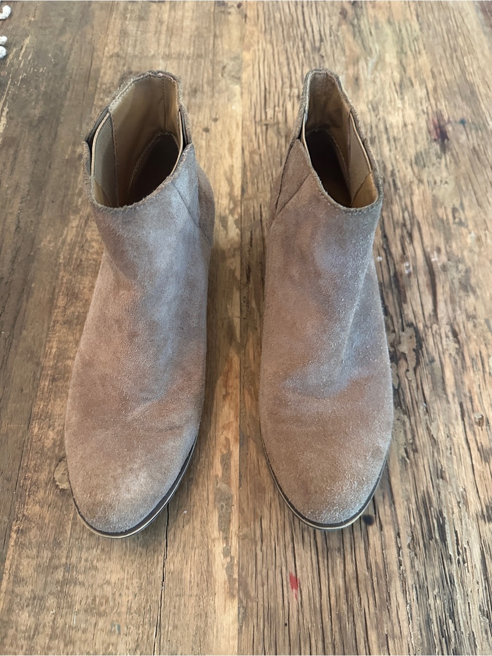 Lucky Brand Taupe Suede Ankle Booties